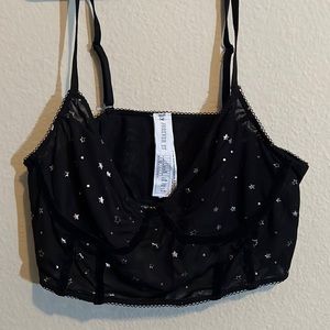 Black bralette with silver stars XL